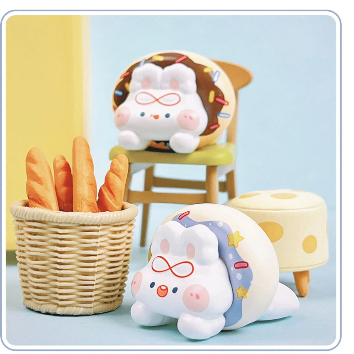 Cream Rabbit Lie Down Bunny Mini Beans Series PVC Figures