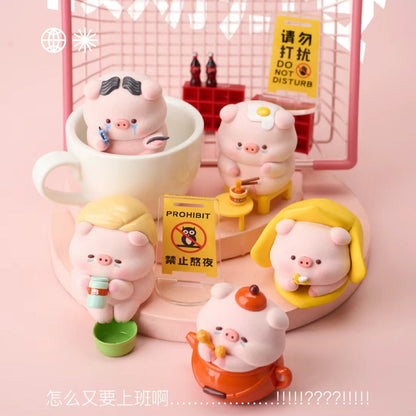 Baoyun Pig Stay Up Late Pig Log Series PVC Figures