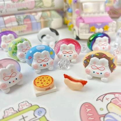 Cream Rabbit Lie Down Bunny Mini Beans Series PVC Figures